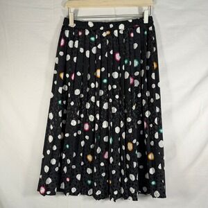 Andrea‎ Gayle Vintage Pleated Skirt Size S Midi Polka Dot Colorful Elastic Waist